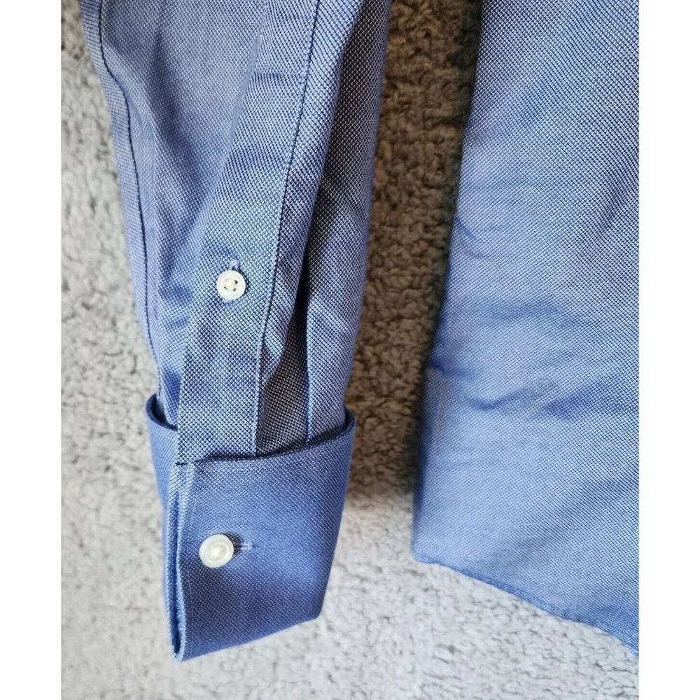 Banana Republic‎ Non Iron Slim Fit Blue Long Sleeve Button Up Shirt Size 17-17.5